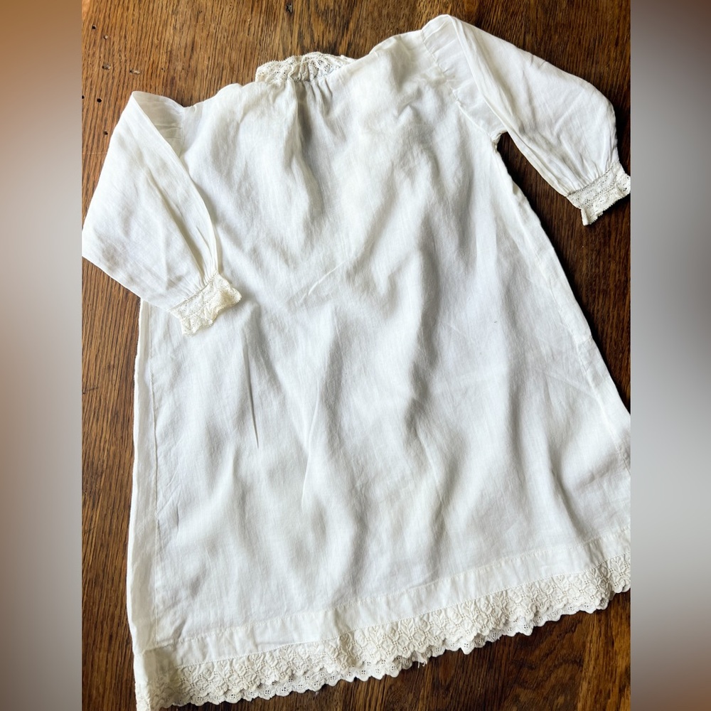 ANTIQUE Edwardian Victorian Newborn Christening Gown or Chemise White Cotton